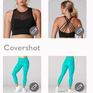 Tavi @Neiman Marcus Ebony Strappy Bra &Sea Chevron High Waisted 7/8 Leggings Set